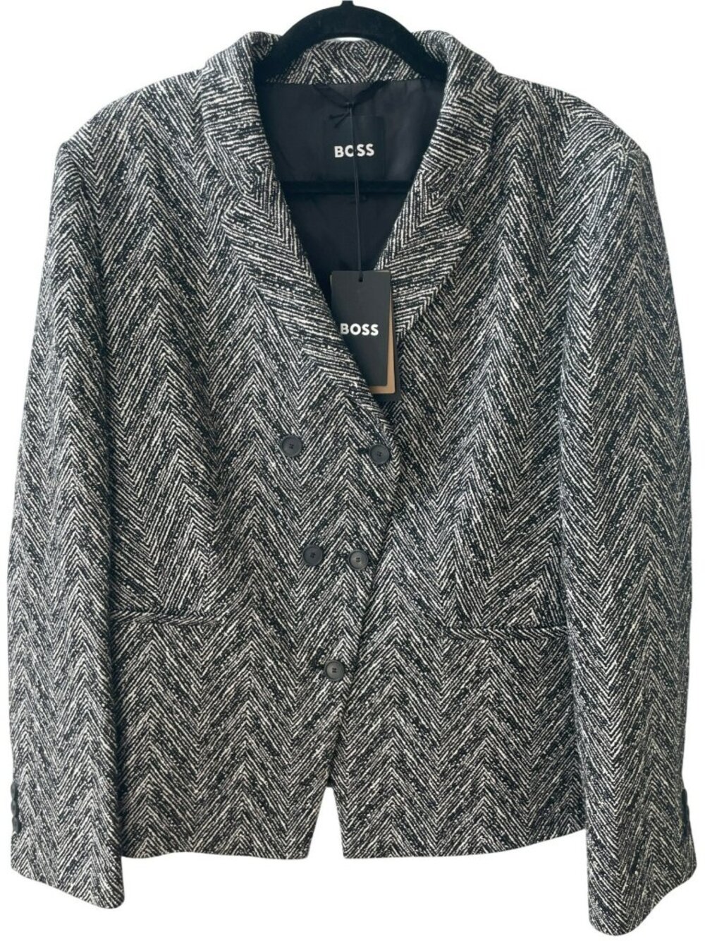 Hugo Boss Jiarna SUIT SET Top/Bottom Black & White Blazer Wide-Leg Wmn's Sz 14